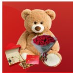 Premium Rose Bouquet, Teddy Bear, Jewelry and Chocolate Box + Card